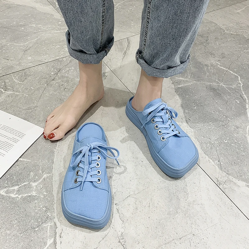 Cross-tied Round Split Toe Slippers Shoes Woman Canvas Mules Student Flats Slides Flip Flops 2020 New Spring Lazy Shoes 
Cross-tied Round Split Toe Slippers Shoes Woman Canvas Mules Student Flats Slides Flip Flops 2020 New Spring Lazy Shoes