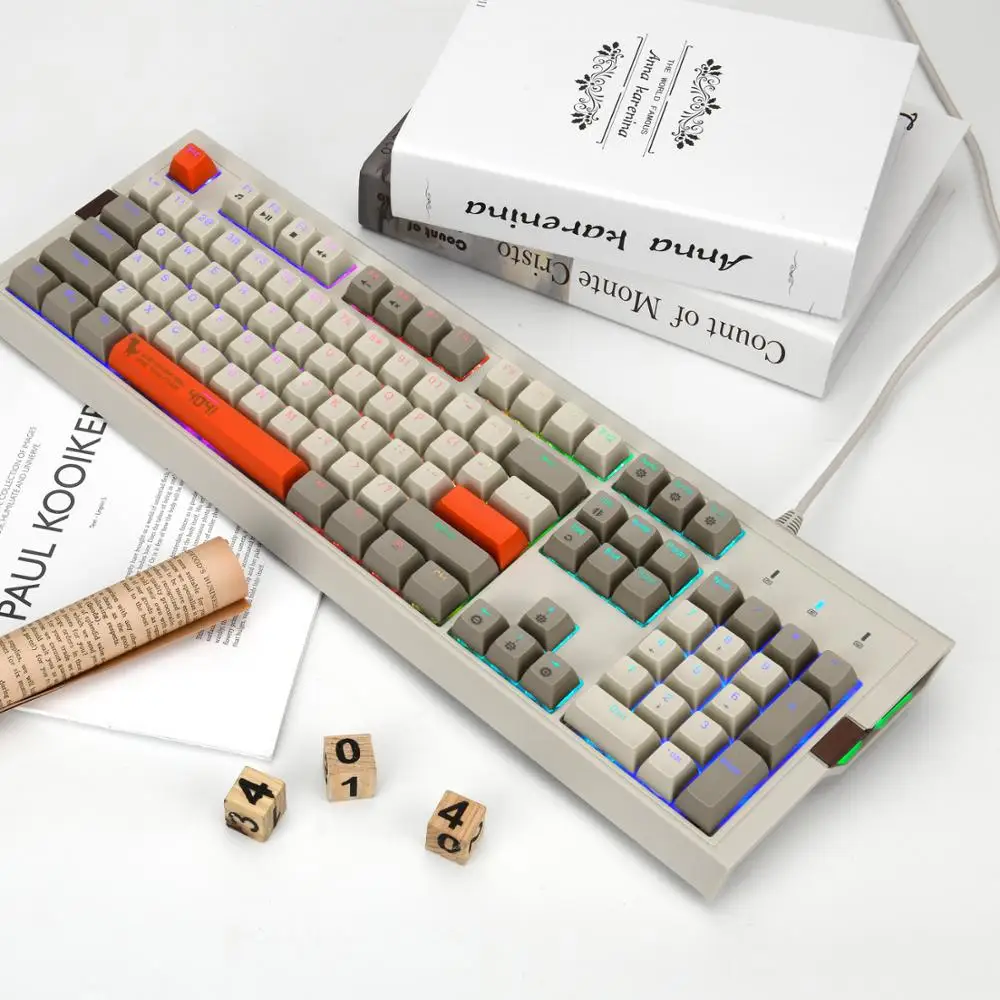 Retro Mechanical Gaming Keyboard Blue Switch two-color SA Ball Keycap PBT Keyboard USB Wired Gamer Keyboard With RGB Backlight
Retro Mechanical Gaming Keyboard Blue Switch two-color SA Ball Keycap PBT Keyboard USB Wired Gamer Keyboard With RGB Backlight