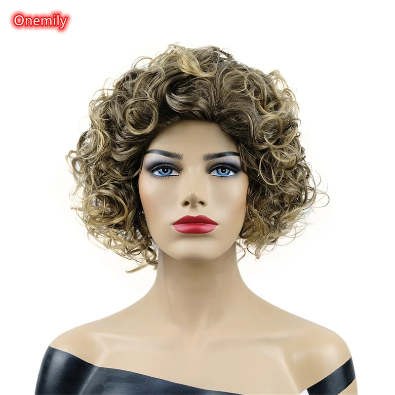 

Onemily Short Curly Synthetic Layered Women Daily Wig Shaggy Hairstyle Natural Hair