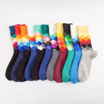 Fashion Men Multicolor Diamond Pattern Korean Style Long Sock Cotton Sports Socks Autumn Winter Mid Tube Breathable Casual Socks 
Fashion Men Multicolor Diamond Pattern Korean Style Long Sock Cotton Sports Socks Autumn Winter Mid Tube Breathable Casual Socks
