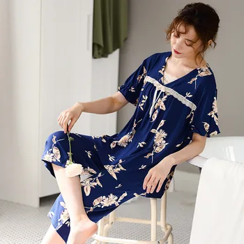 Summer Modal Pajamas Women's Short Sleeve V-Neck Thin Section Pigiama Loose Plus Size Home Clothes Two-piece Suit Pizhaya Women
Summer Modal Pajamas Women's Short Sleeve V-Neck Thin Section Pigiama Loose Plus Size Home Clothes Two-piece Suit Pizhaya Women