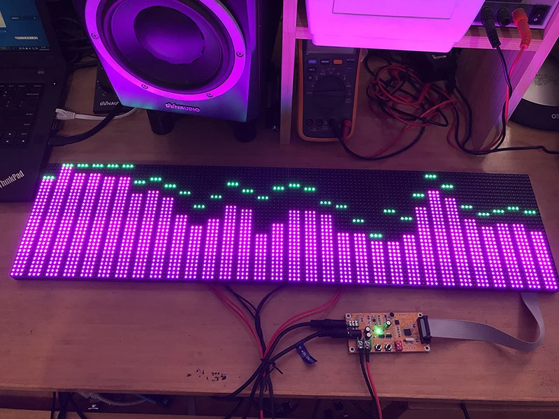 Full Color RGB Music Audio Spectrum Display Screen KTV Stage LED Rhythm Light 64 Mode Level Indicator VU Meter DIY