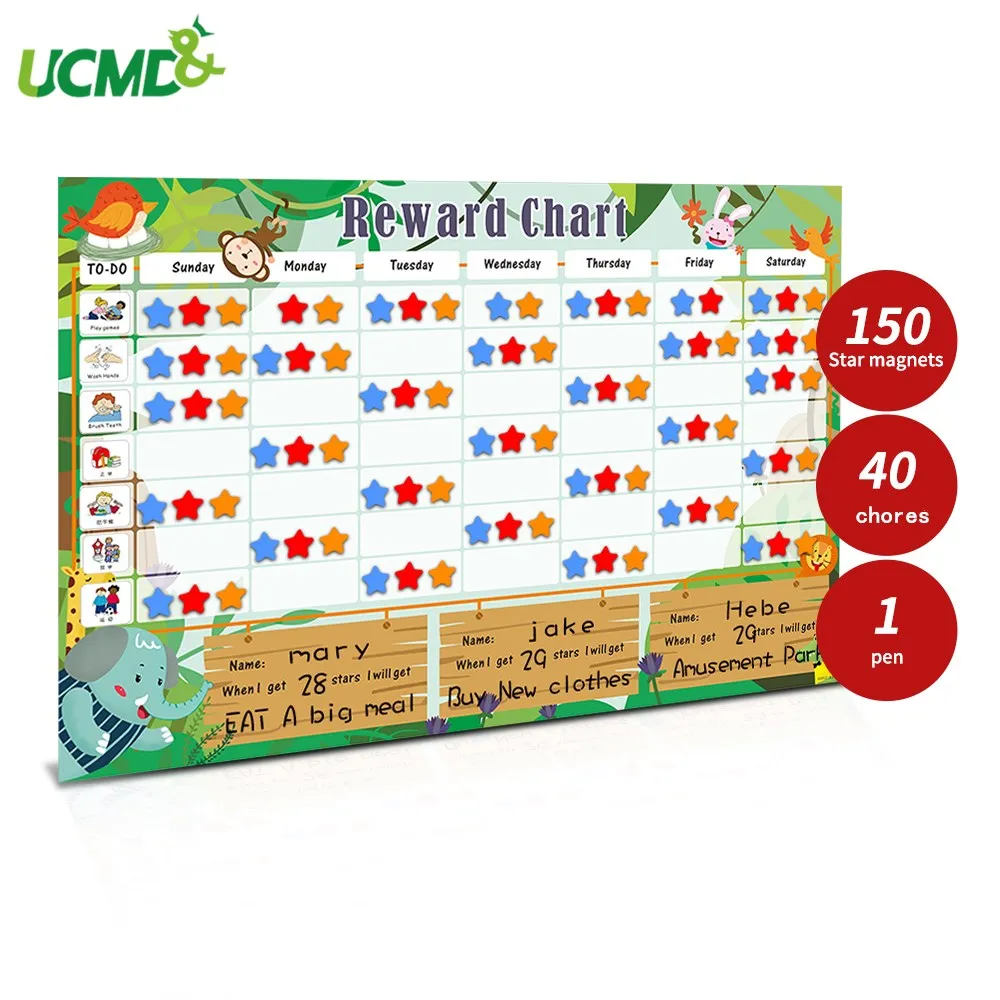 Children Chores Behavior Habits Reward Chart Magnetic Time Schedule Calendar Wall Sticker for Multiple Kids with Eraser Markers
Children Chores Behavior Habits Reward Chart Magnetic Time Schedule Calendar Wall Sticker for Multiple Kids with Eraser Markers
