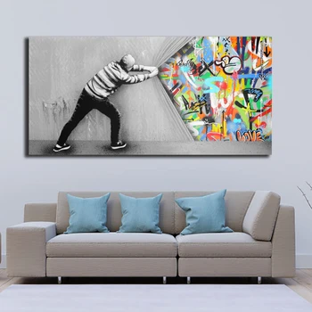 OUCAG Street Graffiti Art Oil Painting Creative Slowing Raise The Curtain Wall Poster And Prints Graphic for Bedroom Decoration 
OUCAG Street Graffiti Art Oil Painting Creative Slowing Raise The Curtain Wall Poster And Prints Graphic for Bedroom Decoration