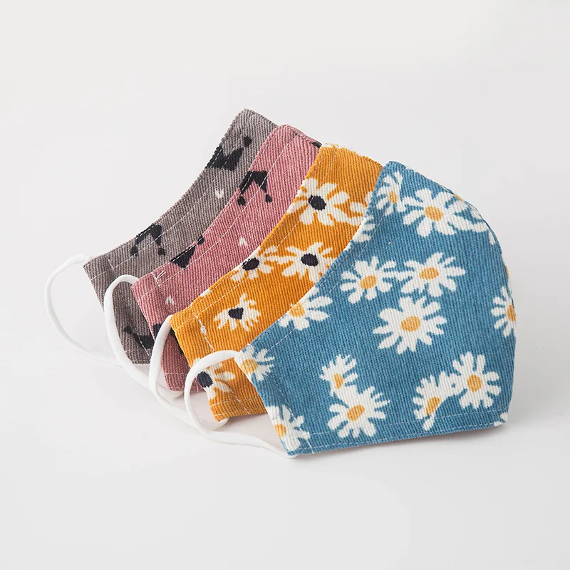 Fashion Women Mask Sweet Daisy Print Reusable Face Masks Summer Sunscreen Windproof Mouth-muffle Female Breathable Cotton Mask