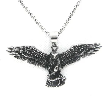

Support Dropship Hawk Catch Snake Pendant 316L Stainless Steel Jewelry Fashion Flying Eagle Pendant