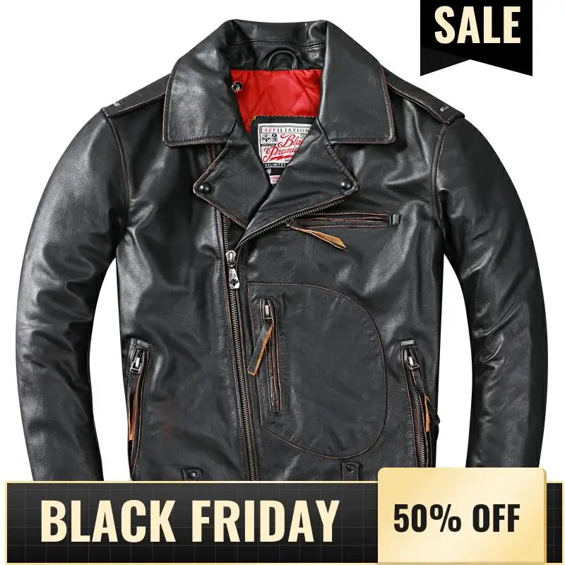 2020 Vintage Black Motorcycle Style Genuine Leather Jacket Men Plus Size 6XL Real Thick Cowhide Winter Slim Fit Biker's Coat
2020 Vintage Black Motorcycle Style Genuine Leather Jacket Men Plus Size 6XL Real Thick Cowhide Winter Slim Fit Biker's Coat