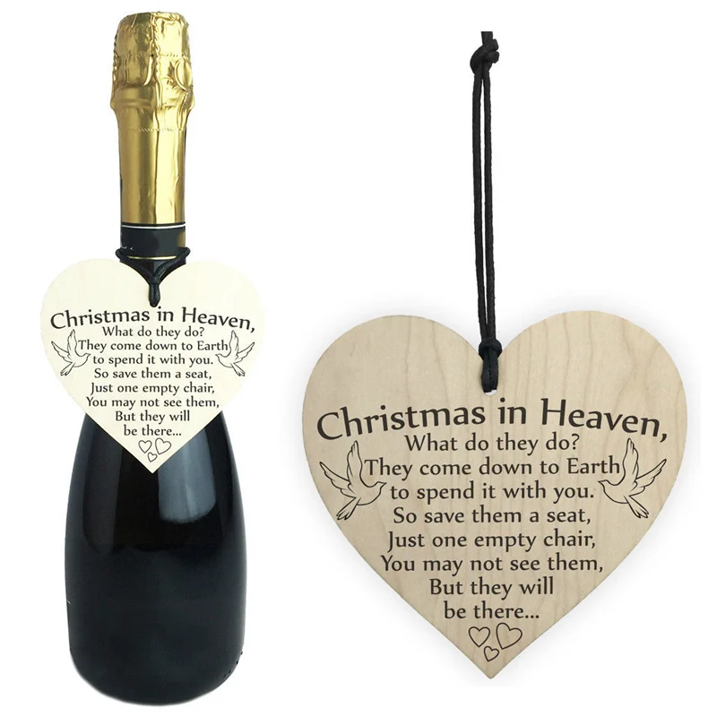 Christmas in Heaven Wedding Heart-Love Poem Wooden Pendant Xmas Tree Ornament Creative Unique Door Party Supplies | Дом и сад