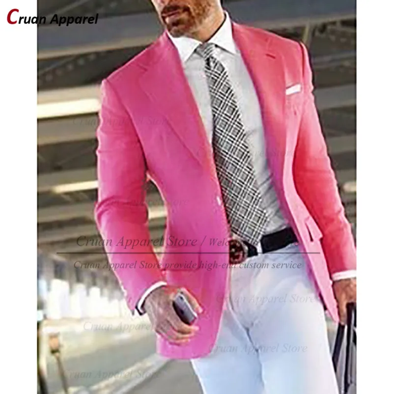 

(One Blazer) Latest Casual Fuchsia Men's Blazer Slim Fit Groom Wedding Suit Jacket Tailor-made Fashion Best Man Dinner Tuxedos