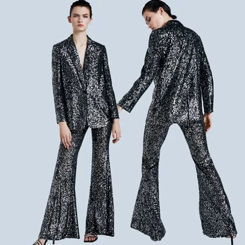 ZA Suits Sequins Flared Pants Flared Sequins Blazers Women's Suits Trendy 2020 Spring Sexy Suits Holiday Party Gifts Wholesale 
ZA Suits Sequins Flared Pants Flared Sequins Blazers Women's Suits Trendy 2020 Spring Sexy Suits Holiday Party Gifts Wholesale