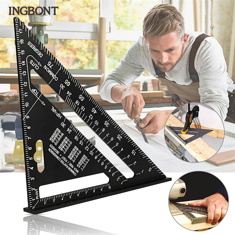 INGBONT 7/12 Inch Angle Ruler Triangular Measuring Ruler Metric Aluminum Alloy Protractor For Building Framing Tools Gauges
INGBONT 7/12 Inch Angle Ruler Triangular Measuring Ruler Metric Aluminum Alloy Protractor For Building Framing Tools Gauges