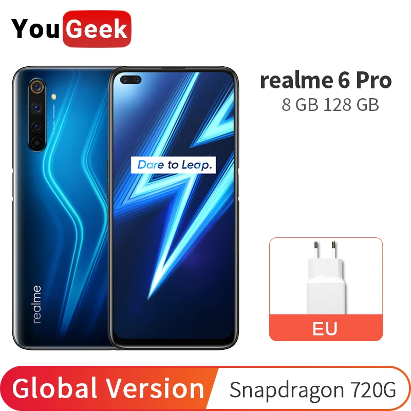 Realme 6 Pro глобальная Версия 8 ГБ 128 Гб мобильный телефон 'ྖ Гц полноэкранный