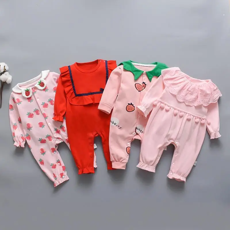 

Newborn Baby Boy Girl Strawberry Romper Cotton Cute 0-24M Long Sleeve Carton Jumpsuit Infant Clothes New Born Pajama Outfits