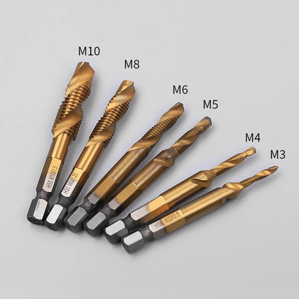 1/4" Hex Shank Drill Bit HSS Metric Screw Thread Tap Taper & Drill Bits Metric Composite Tap Drills M3 M4 M5 M6 M8 M10
1/4" Hex Shank Drill Bit HSS Metric Screw Thread Tap Taper & Drill Bits Metric Composite Tap Drills M3 M4 M5 M6 M8 M10