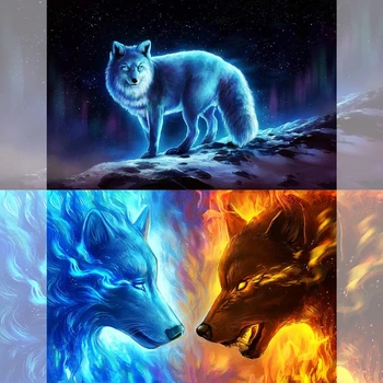 Wolf Ice Fire Starry Sky Full Drill Square/Round Animal Diamond Embroidery 5D Diamond Painting Diamand Home Decor
Wolf Ice Fire Starry Sky Full Drill Square/Round Animal Diamond Embroidery 5D Diamond Painting Diamand Home Decor
