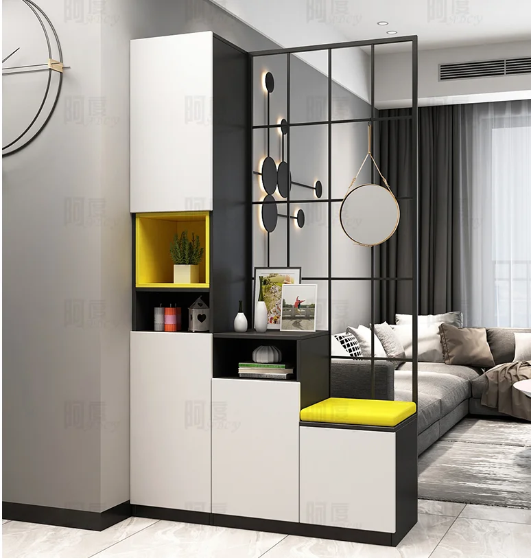 Wine cabinet modern simple iron screen living room partition cabinet entrance hall cabinet porch cabinet shoe cabinet integrated Wine cabinet modern simple iron screen living room partition cabinet entrance hall cabinet porch cabinet shoe cabinet integrated