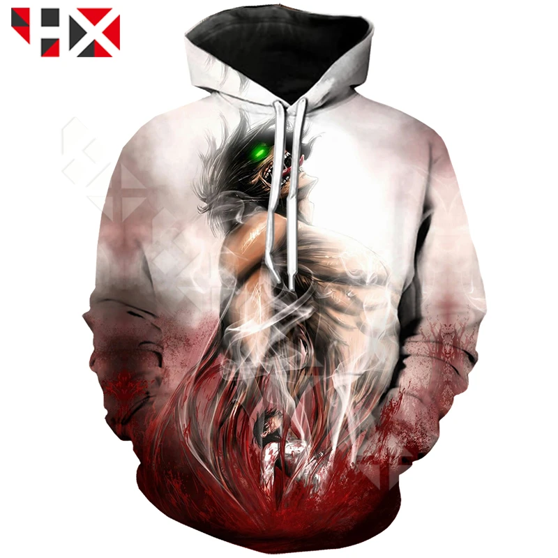 

HX Autumn Harajuku Anime Attack on Titan Men Women 3D Print Harajuku Sweatshirt Hooded Hip Hop Streetwear Tops HX539