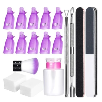 17pc/Set Gel Nail Polish Remover Kit Wipe Cotton Pads Nail Clips Caps Nail File Triangle Cuticle Pusher Dispenser Bottle Tool
17pc/Set Gel Nail Polish Remover Kit Wipe Cotton Pads Nail Clips Caps Nail File Triangle Cuticle Pusher Dispenser Bottle Tool