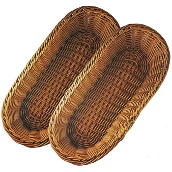 2 Pcs Imitation Rattan Woven Bread Baskets for Vegetables and Fruits, Baking Display Bread Poly-Wicker Bread Basket
2 Pcs Imitation Rattan Woven Bread Baskets for Vegetables and Fruits, Baking Display Bread Poly-Wicker Bread Basket