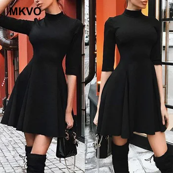 Women's Black A-line O-neck Half Sleeve Elegant Classic Basic Mini Dress Winter Fashion Warm Women's Christmas Party Dresses
Women's Black A-line O-neck Half Sleeve Elegant Classic Basic Mini Dress Winter Fashion Warm Women's Christmas Party Dresses