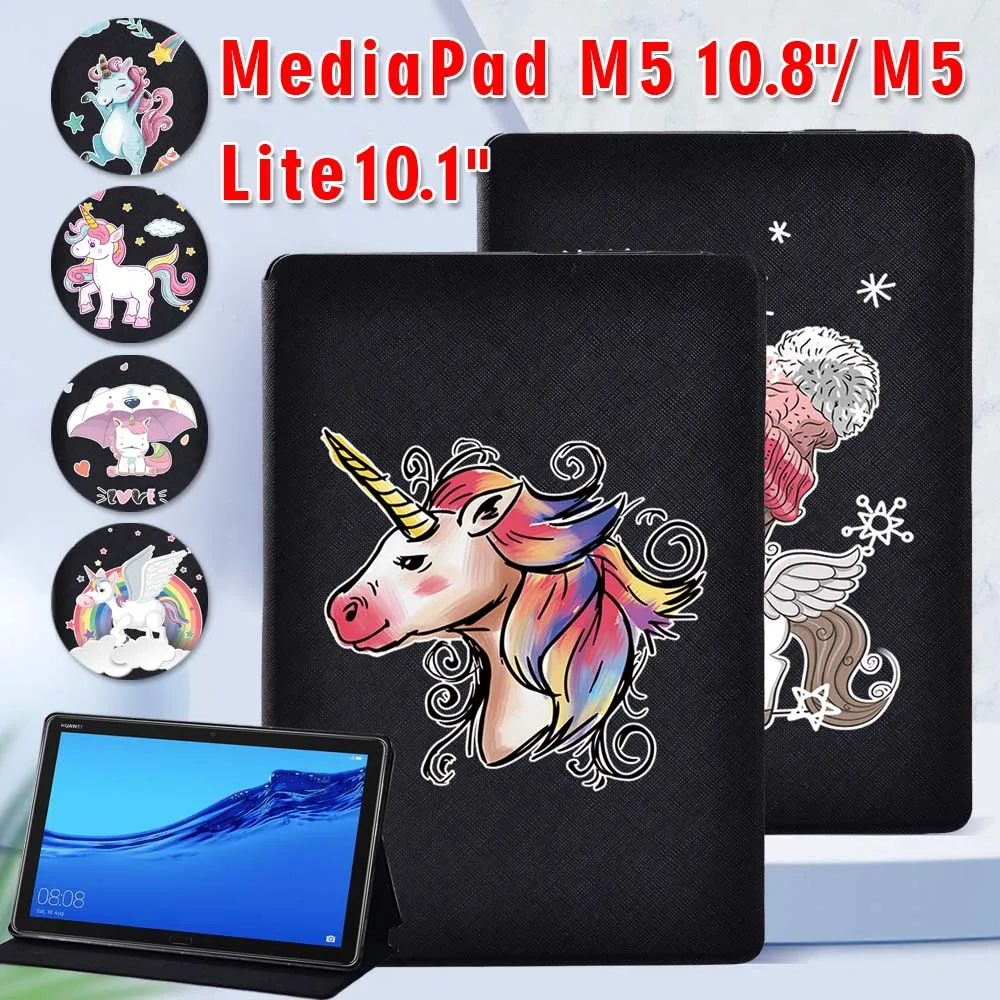 

Cute Pattern Tablet Case for Huawei MediaPad M5 Lite 10.1"/MediaPad M5 10.8" PU Leather Cover Case + Free Stylus