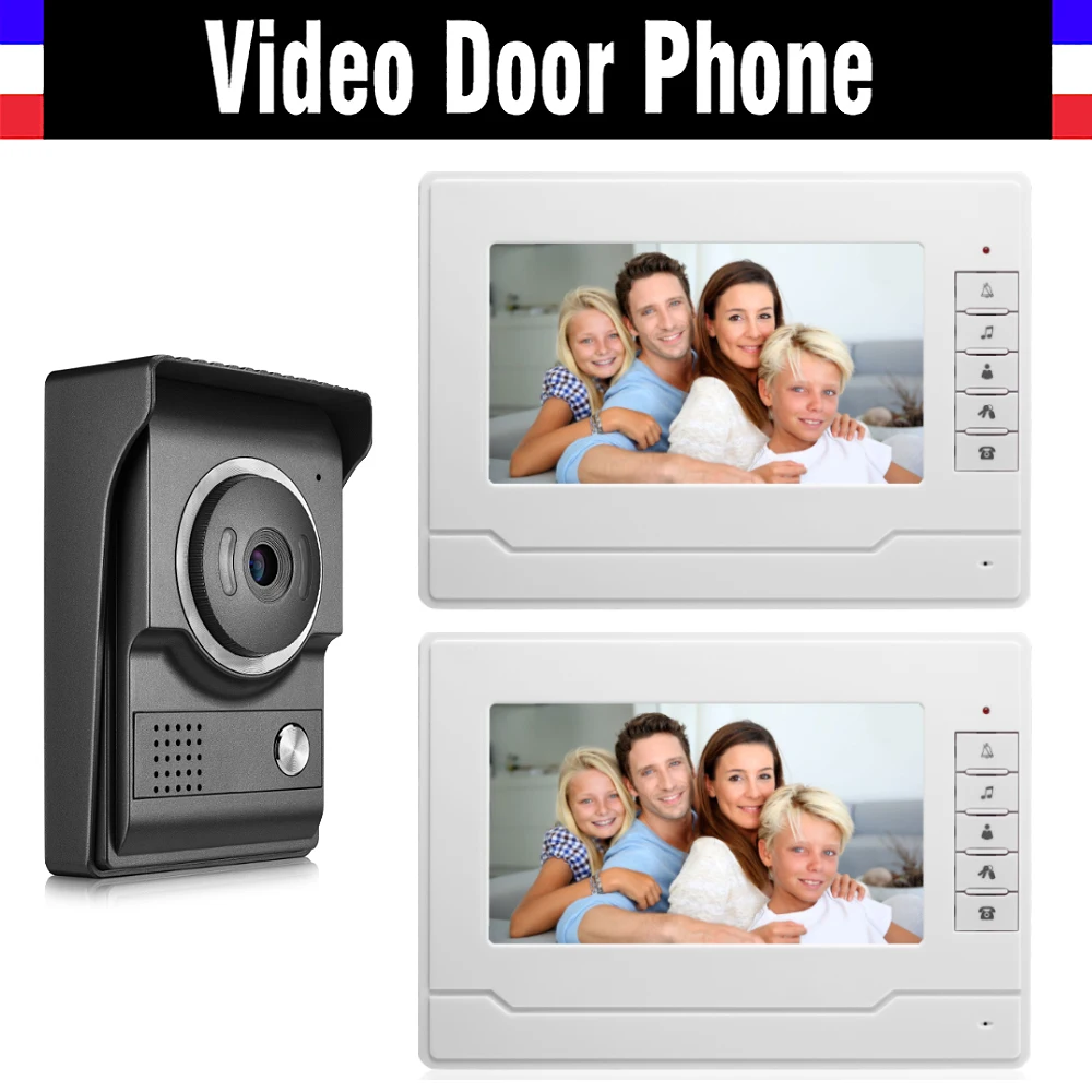 

7 inch video door phone system video intercom doorbell video doorphone kit 2 LCD Monitor+1 IR Night Nision Camera for home villa