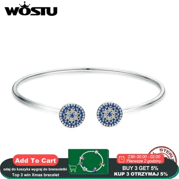 WOSTU Genuine 925 Sterling Silver Lucky Blue Eyes Blue CZ Open Cuff Bangle & Bracelet For Women Luxury Silver Jewelry CQB058
WOSTU Genuine 925 Sterling Silver Lucky Blue Eyes Blue CZ Open Cuff Bangle & Bracelet For Women Luxury Silver Jewelry CQB058