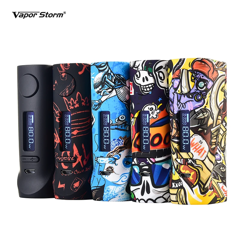 

Vapor Storm ECO Pro Box Mod 80W VW TC Mod OLED Display ABS Graffiti 510 Electronic Cigarette Vape Box Mod Without 18650 RDA RDTA