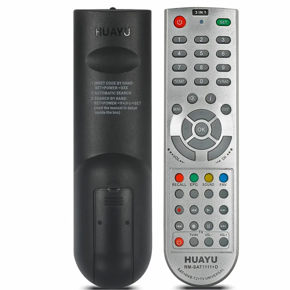 RM-SAT1111+D UNIVERSAL remote control suitable for SAT DVB-T2 DVB-2 TV LED LCD HDTV satellite receiver remote controller
RM-SAT1111+D UNIVERSAL remote control suitable for SAT DVB-T2 DVB-2 TV LED LCD HDTV satellite receiver remote controller