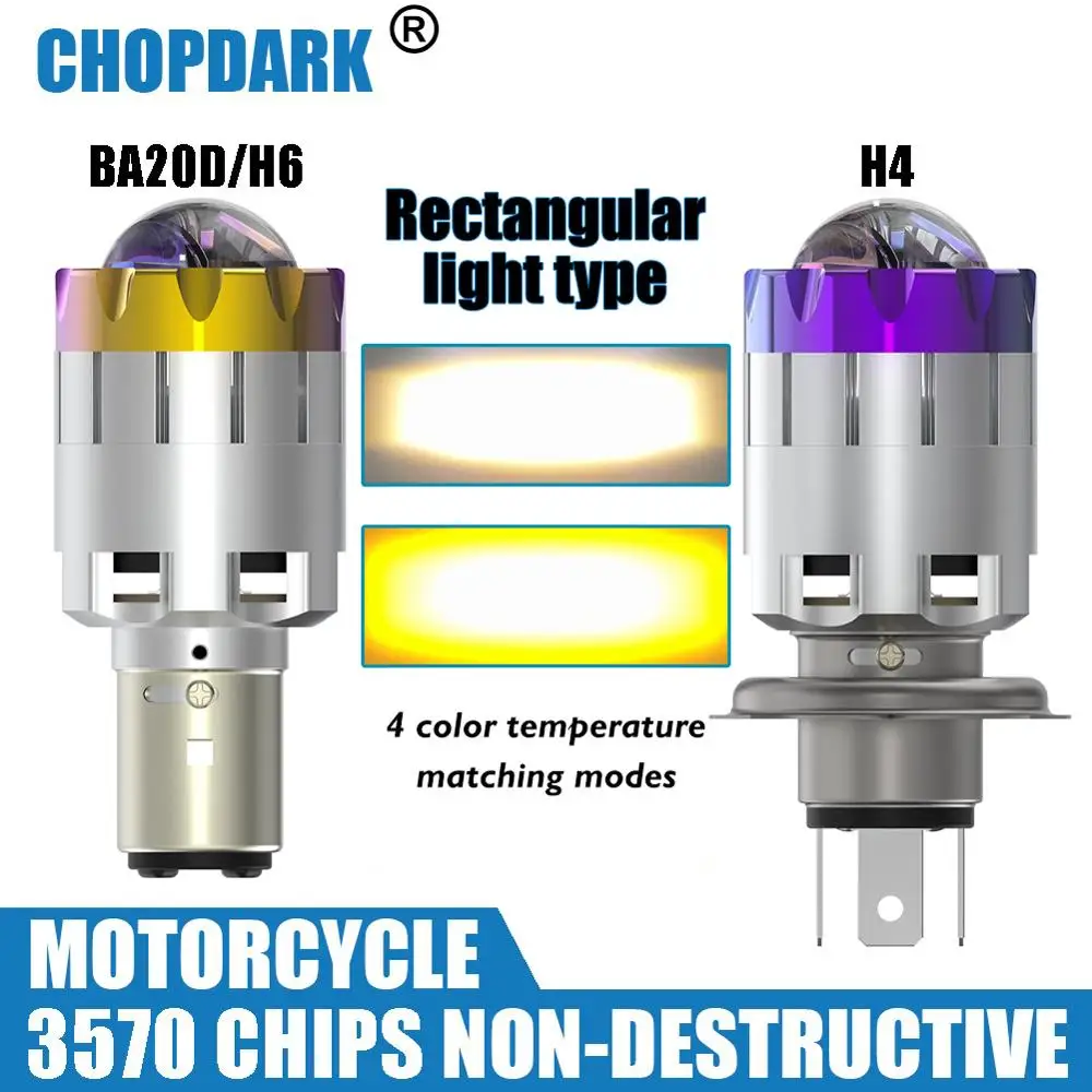 H4 BA20D Motorcycle LED Headlight Bulb Bright High Low Hi Lo Beam Projector 3570 Chips 5000LM 3000K yellow 6000K white 1 bulb
H4 BA20D Motorcycle LED Headlight Bulb Bright High Low Hi Lo Beam Projector 3570 Chips 5000LM 3000K yellow 6000K white 1 bulb