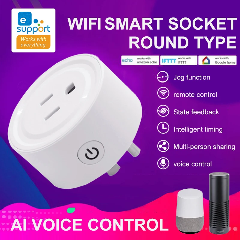 1PC WiFi Smart Socket Mobile Remote Control eWeLink APP Timing Plug Voice Control Socket Adaptor US/UK Plug
1PC WiFi Smart Socket Mobile Remote Control eWeLink APP Timing Plug Voice Control Socket Adaptor US/UK Plug