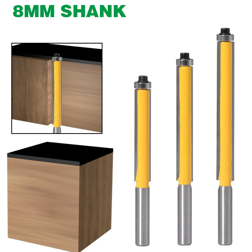 1PC 8MM Shank Milling Cutter Wood Carving Long Blade Flush Bit Flush Trim Router Bit End Bearing For Woodworking Cutting Tool
1PC 8MM Shank Milling Cutter Wood Carving Long Blade Flush Bit Flush Trim Router Bit End Bearing For Woodworking Cutting Tool