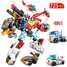 4 In1 Technical Deformed Robot Helicopter Building Blocks DIY Warrior Ambulance Tanks Car Bricks Toys For Kids Gifts
4 In1 Technical Deformed Robot Helicopter Building Blocks DIY Warrior Ambulance Tanks Car Bricks Toys For Kids Gifts