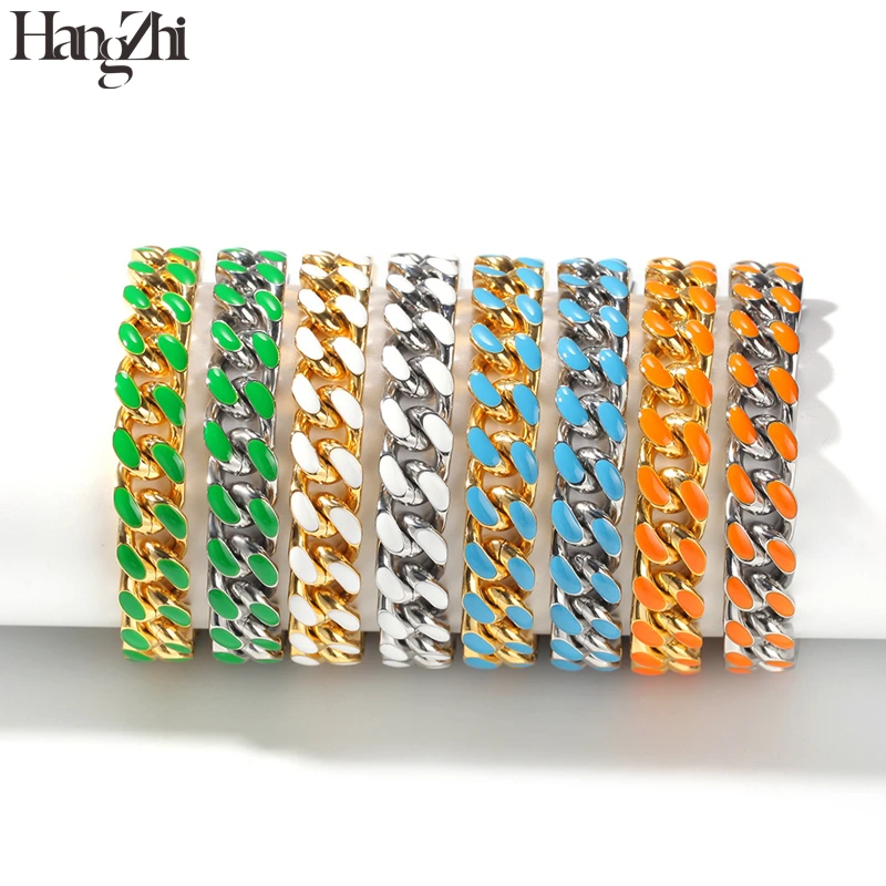 HANGZHI 2020 New Hip Hop Punk Colorful Drop Oil Colored Cuban Chain 12MM Advanced Customization Bracelet For Men Women Jewelry
HANGZHI 2020 New Hip Hop Punk Colorful Drop Oil Colored Cuban Chain 12MM Advanced Customization Bracelet For Men Women Jewelry