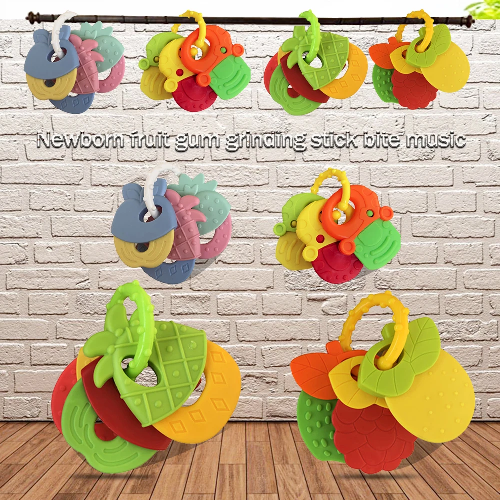 Baby Fruit Style Soft Rubber Rattle Teether Toy Newborn Chews Food Grade Silicone Teethers Infant Training Bed Toy Chew Toys Kid
Baby Fruit Style Soft Rubber Rattle Teether Toy Newborn Chews Food Grade Silicone Teethers Infant Training Bed Toy Chew Toys Kid