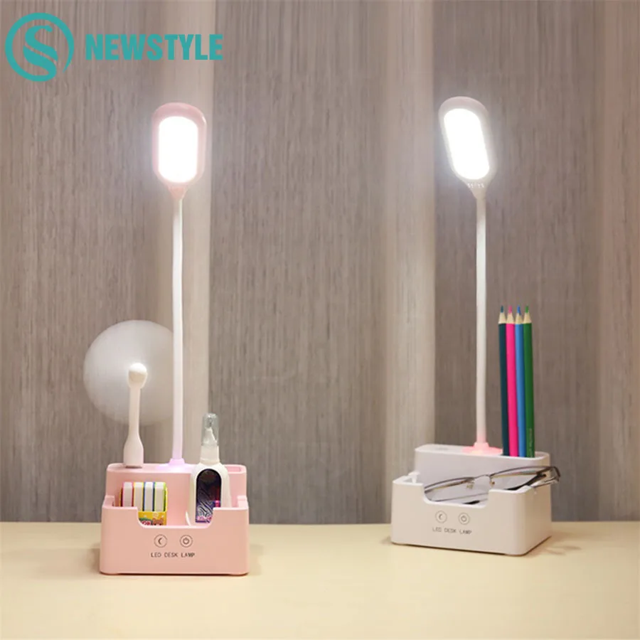 LED Table Lamp With Fan Rechargeable Touch Dimmable Desk Lamp Eye Protection Reading Light With Pen Holder For Kid Gift
LED Table Lamp With Fan Rechargeable Touch Dimmable Desk Lamp Eye Protection Reading Light With Pen Holder For Kid Gift