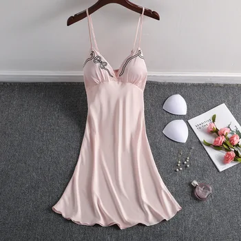 Pink Women Mini Nightgown Nightdress Sexy Stain Sleepwear Female Night Dresses For Party Loose Silky Spaghetti Strap Nightie 
Pink Women Mini Nightgown Nightdress Sexy Stain Sleepwear Female Night Dresses For Party Loose Silky Spaghetti Strap Nightie