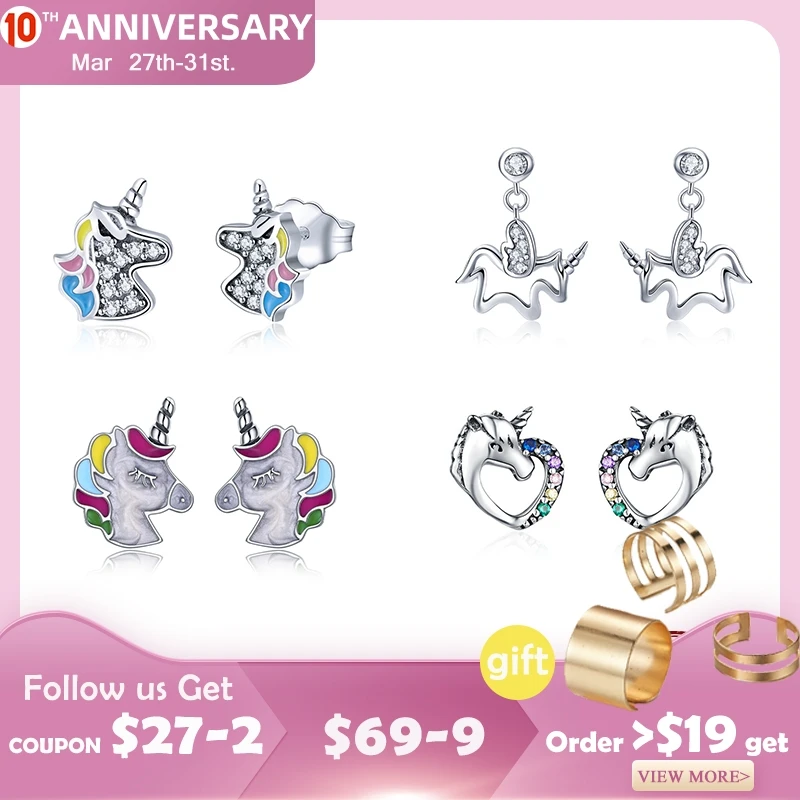 BAMOER Unicorn Design Silver Earrings for Women 925 Sterling Silver Fine Jewelry Gifts for Girl Kids Bijoux Brincos GXE611
BAMOER Unicorn Design Silver Earrings for Women 925 Sterling Silver Fine Jewelry Gifts for Girl Kids Bijoux Brincos GXE611