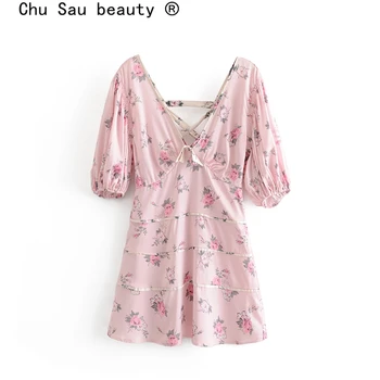Chu Sau beauty New Fashion Holiday Style Floral Print Backless Dress Women Casual Chic Bow Mini Dresses Female Vestido De Moda 
Chu Sau beauty New Fashion Holiday Style Floral Print Backless Dress Women Casual Chic Bow Mini Dresses Female Vestido De Moda