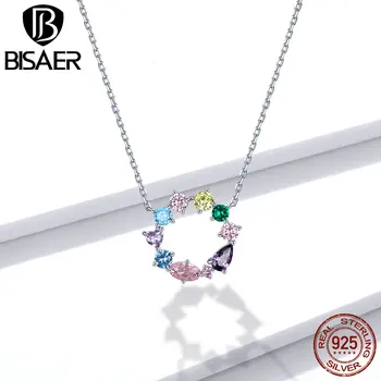 BISAER Necklace 925 Sterling Silver Rianbow Zircon Wreath Lucky Flower Long Chain Link For Women Colorful Jewelry GAN178
BISAER Necklace 925 Sterling Silver Rianbow Zircon Wreath Lucky Flower Long Chain Link For Women Colorful Jewelry GAN178