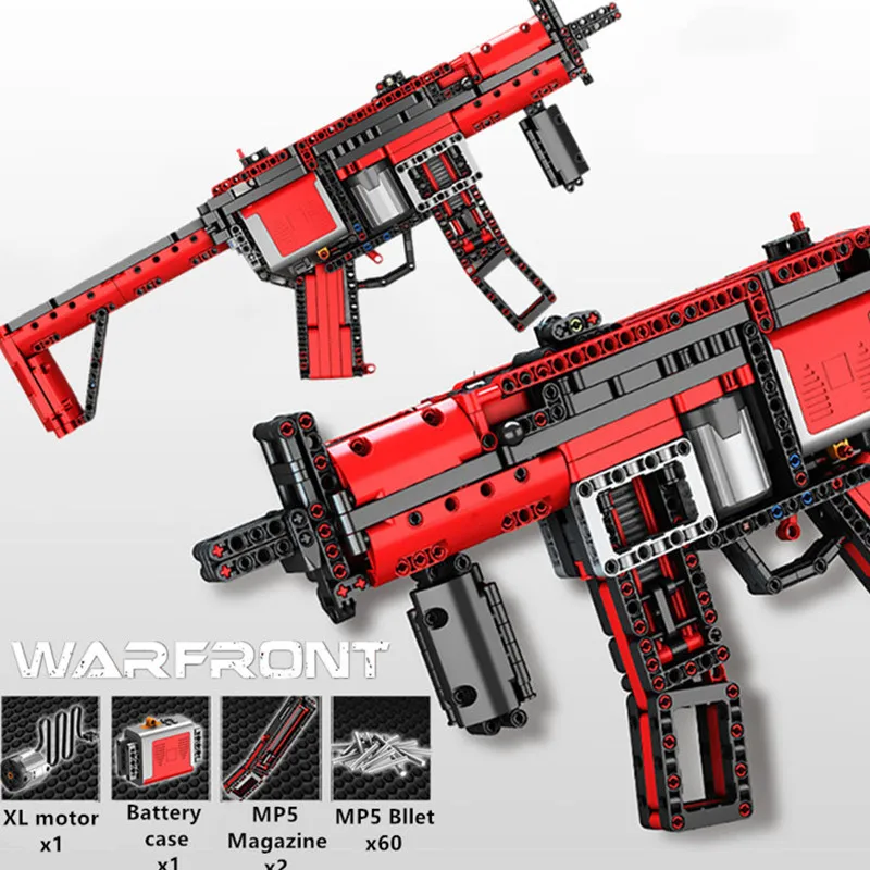 WW2 Military weapons motor Power moc MP5 city police swat Submachine Gun Model dupoled Building Blocks Children Toys for boys
WW2 Military weapons motor Power moc MP5 city police swat Submachine Gun Model dupoled Building Blocks Children Toys for boys