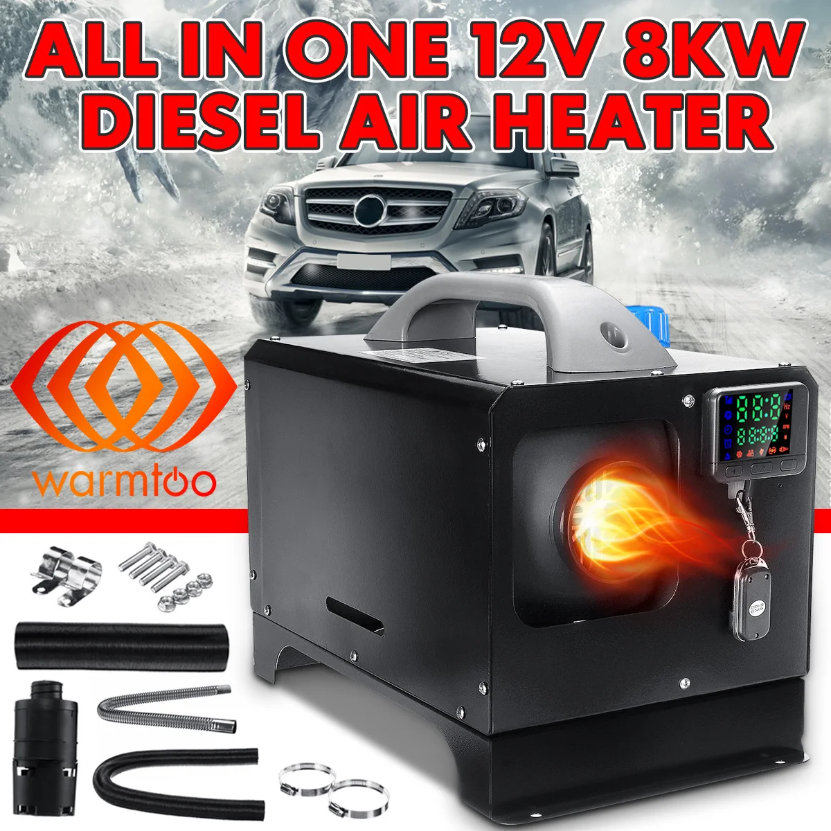 All In One 12V 8KW Diesel Air Heater Mini Car Heater LCD Remote Control Monitor Switch for Trucks Bus Trailer Parking Heater
All In One 12V 8KW Diesel Air Heater Mini Car Heater LCD Remote Control Monitor Switch for Trucks Bus Trailer Parking Heater