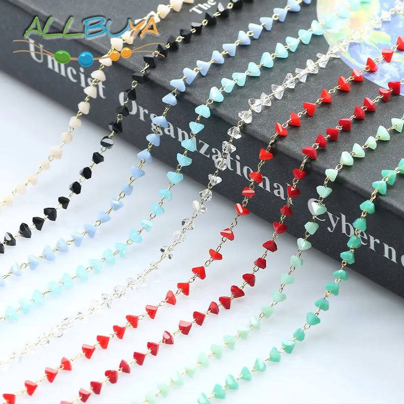 1 Meter Handmade Gold Color Wire Wrapped Rosary Chain triangle Beads Chains for Necklaces Bracelets Making DIY Jewelry Finding
1 Meter Handmade Gold Color Wire Wrapped Rosary Chain triangle Beads Chains for Necklaces Bracelets Making DIY Jewelry Finding