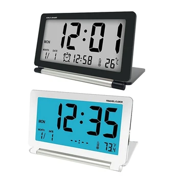 2x Alarm Clock Lcd Digital Desk Folding Electronic Alarm Table Clocks with Blue Backlight Snooze Calendar(Black&White)
2x Alarm Clock Lcd Digital Desk Folding Electronic Alarm Table Clocks with Blue Backlight Snooze Calendar(Black&White)