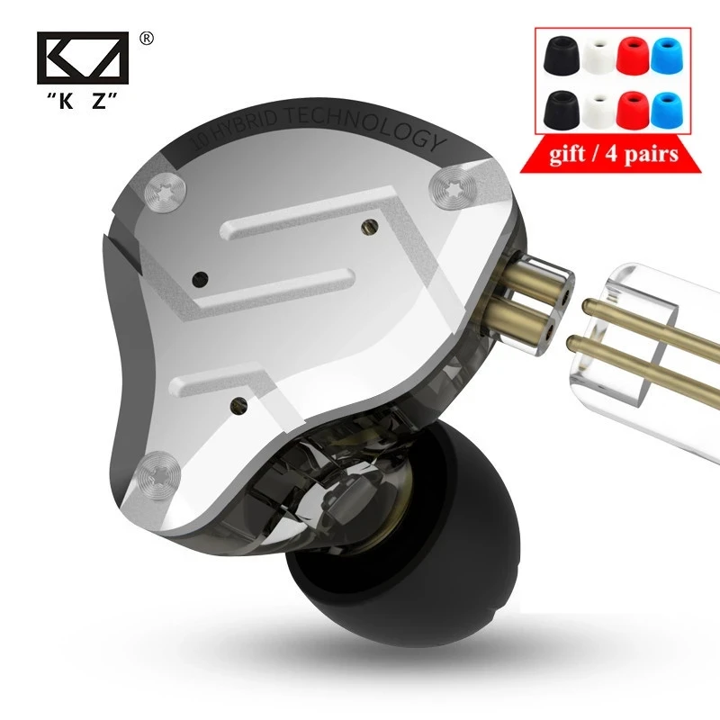 Наушники-вкладыши KZ ZS10 PRO 4BA 1DD металлическая Hi-Fi гарнитура гибридные спортивные