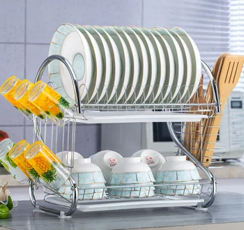 High Capacity 2 Layer Stainless Steel Cutlery Stand Shelf Dish Drainer Kitchen Storage Rack Drain Storage Rack Knife HolderLF603
High Capacity 2 Layer Stainless Steel Cutlery Stand Shelf Dish Drainer Kitchen Storage Rack Drain Storage Rack Knife HolderLF603