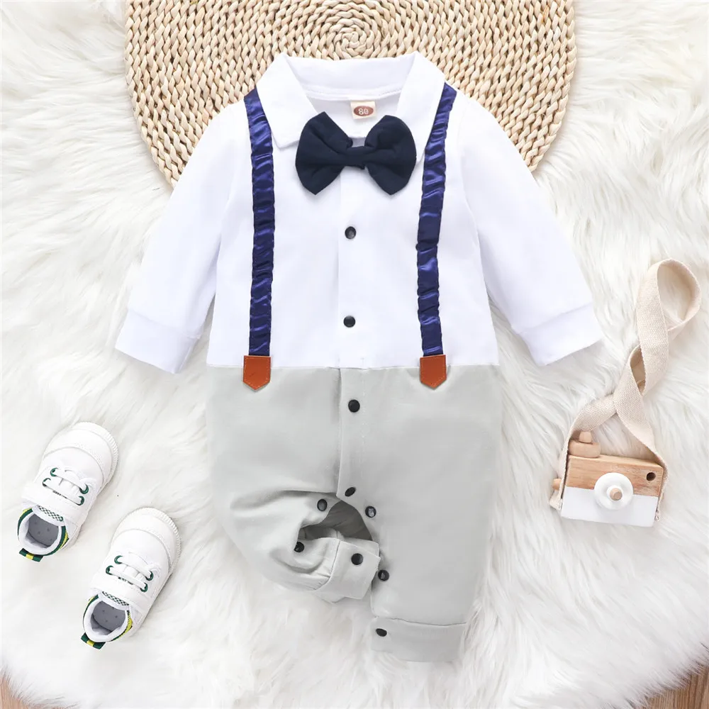 

Prowow Gentleman 2022 Men's Baby Clothes BowTie Baby Boys Overalls Handsome Newborns Jumpsuits For Kids Toddlers Boys Rompers