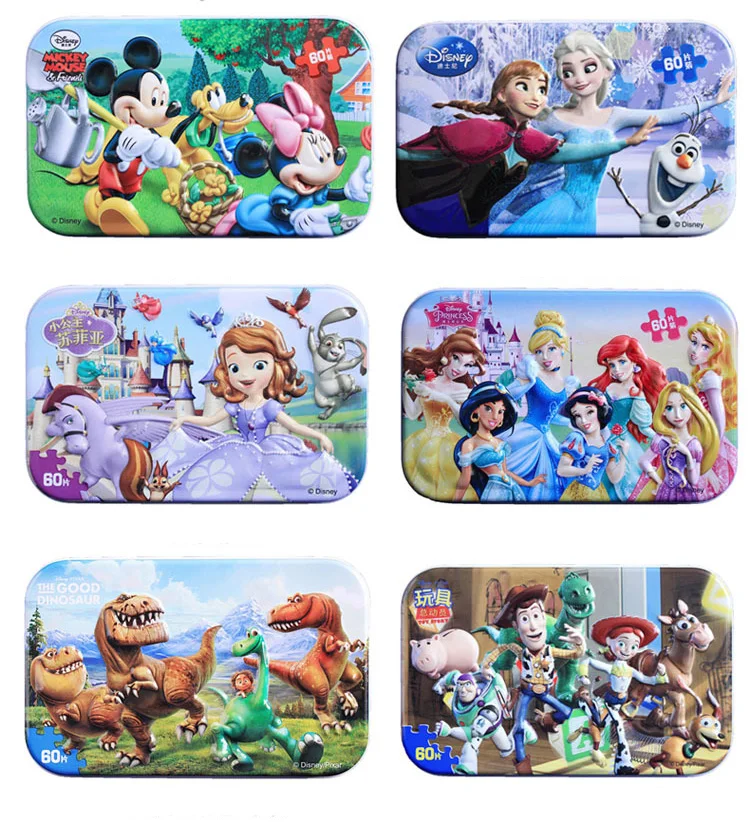 Original Disney Frozen 2 Iron Box Wooden Puzzle 60 Slice Disney Pixar Cars Jigsaw Puzzles Children Educational Toys Gift Original Disney Frozen 2 Iron Box Wooden Puzzle 60 Slice Disney Pixar Cars Jigsaw Puzzles Children Educational Toys Gift