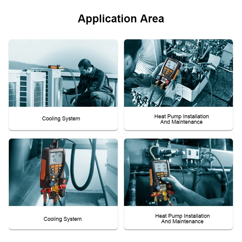 Manómetro digital para sistema de climatización, kit de pruebas LCD Testo 549, herramientas de aire acondicionado HVAC