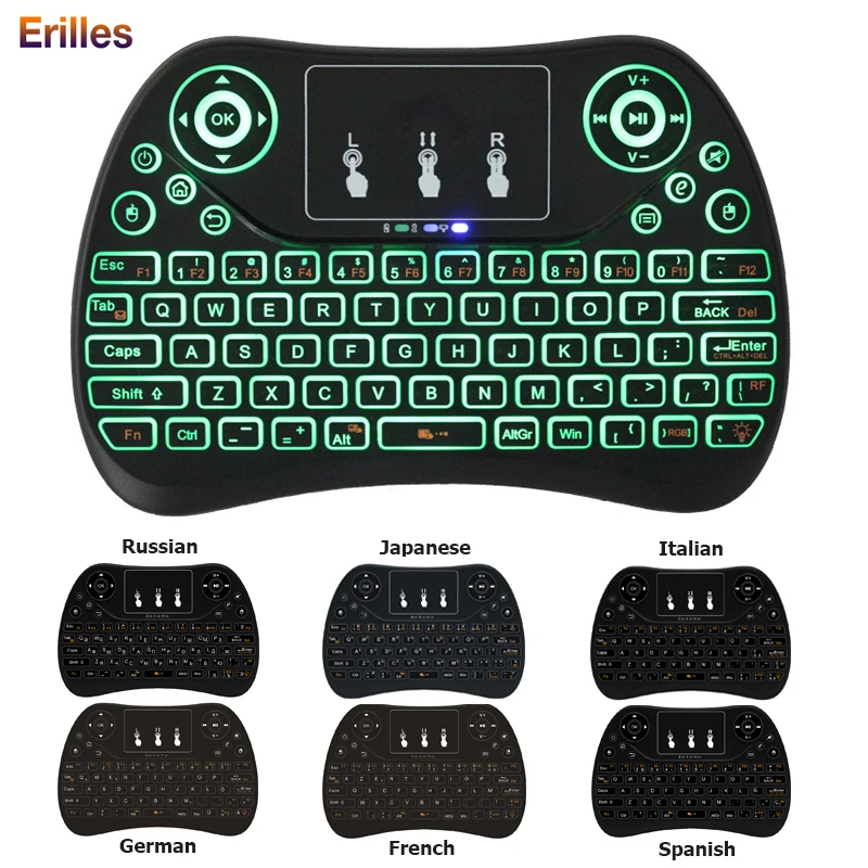 Russian/Spanish/English Keyboard 2.4G Wireless Mini Keypads Backlit 7 color LED Lights Portable Gaming Keyboards with Touch Pad
Russian/Spanish/English Keyboard 2.4G Wireless Mini Keypads Backlit 7 color LED Lights Portable Gaming Keyboards with Touch Pad